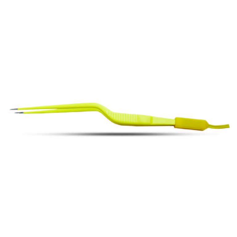 Bajonet bipolaire pincet, 16 cm lang, 0,7 mm punt gebogen, Valleylab stekker