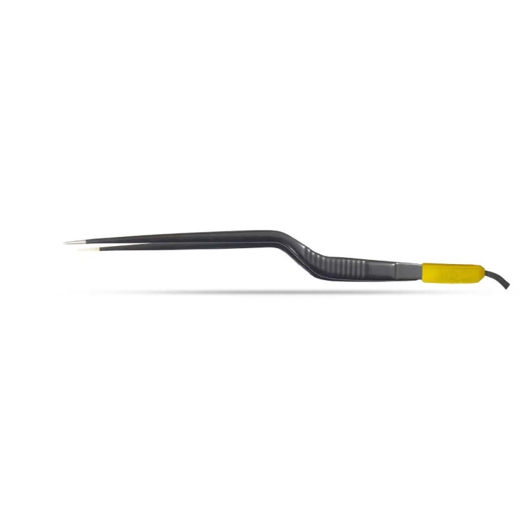 Pinzeta bajoneta, de 20 cm de largo, punta no apta para cocinar de 0,7 mm, con mango de banano