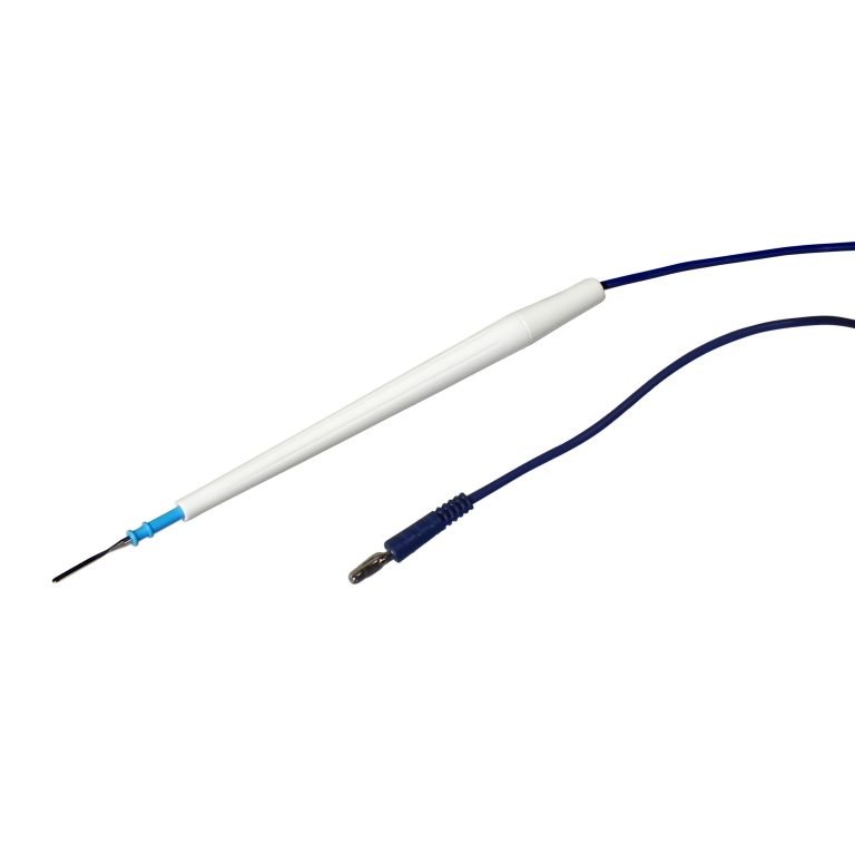 Elektrochirurgické diatermické pero ovládané nohou, s nožovou elektródou a 4 mm zástrčkou