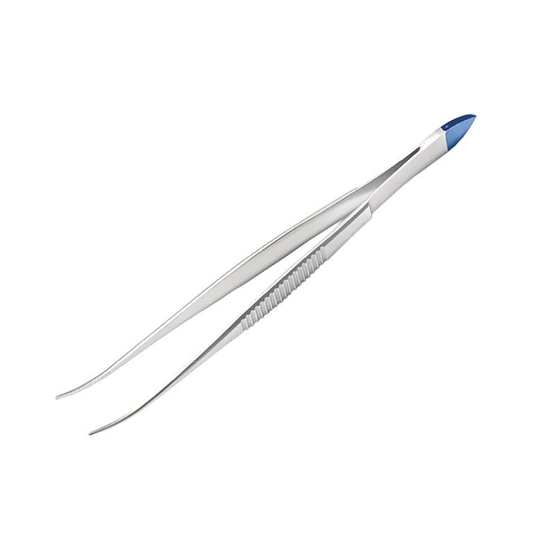 Pinça anatómica para íris, curva, 10,0 cm